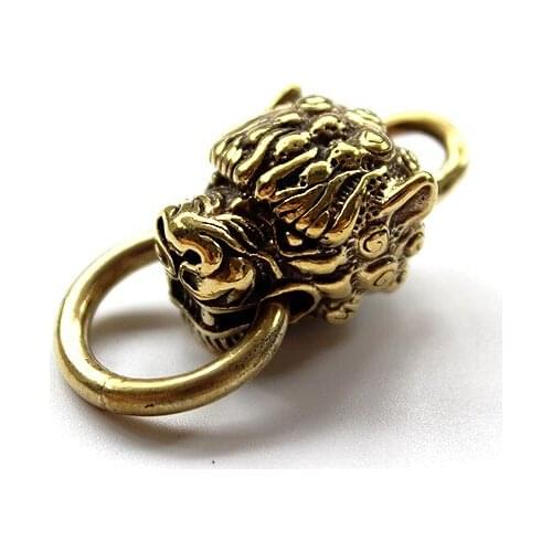 1PC Brass The Tang Dynasty Tomb Flame Enchanted Lion Car Keychain Key Ring Pendant DIY Decorative Accessories EDC Pocket Tools