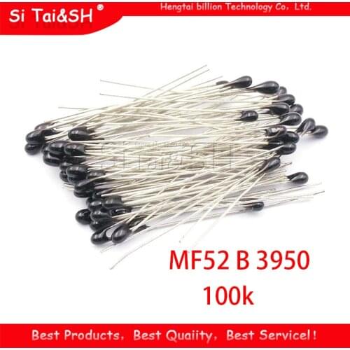 100pcs ntc-mf52at ntc thermistor temperature sensor ntc thermistor 100k ntc MF52AT MF52 3950 100 k ohm ntc 3950 1% ntc-100k/3950