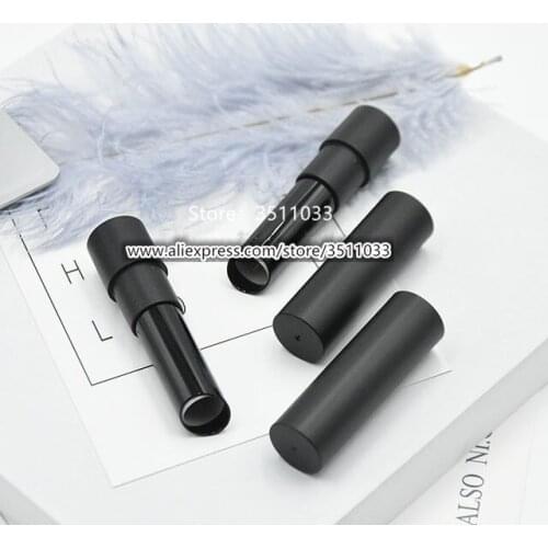 11.1mm Black Cosmetic Plastic Lipstick Tube, DIY Refillable Empty Lip Rouge Subpackage, Black Professional Lip Balm Containers