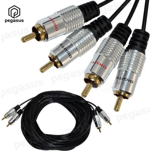 15 Meters High Quality Pure Copper Wire 2RCA Male to Male Audio OFC Cable For IPod MP3