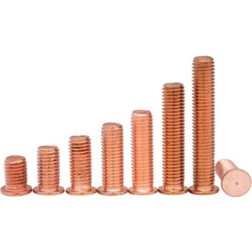 500pcs M4*8/10/12/15/16/20/25/30 Weld Threaded Studs for Capacitor Discharge Welding Spot Screws Nails Copper Plated
