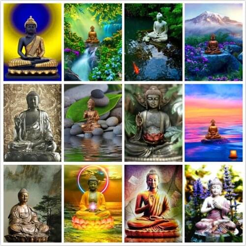 5D Religious Diamond Painting Big Buddha DIY Diamond Embroidery Landscape Mosaic Cross Stitch Kits Home Decoration Faith Gift
