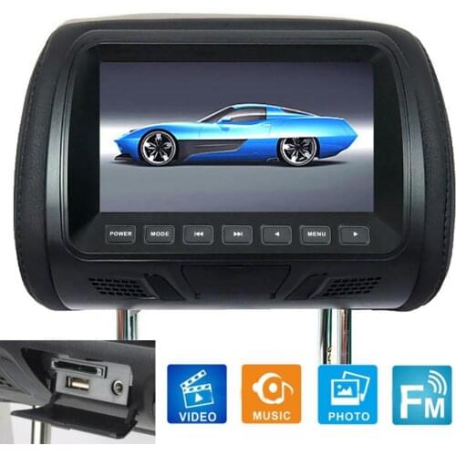 7 Inch DC12V Car LCD Digital Display HD Headrest Monitor Rear Seat Entertainment with Remote Control For Speaker/Headphone/Car c
