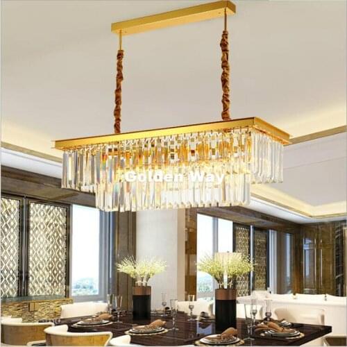 Free Shipping L80cm W35cm Golden Transparent Kitchen Pendant Light Coffee Shop Bar Light Lustres Crystal Pendant Lamp Lighting
