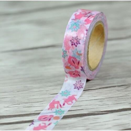 Free shipping 15mm*10m high quality washi paper tape/Lovely red rabbit masking japan washi tape