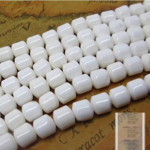 Natural crystal DIY beads 8MM semi-finished white Tridacna barrel beads loose beads wholesale