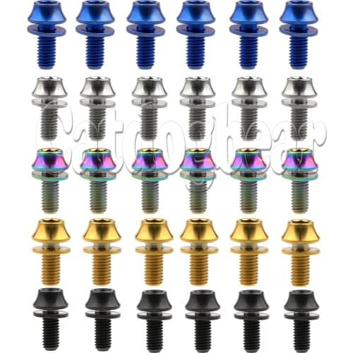 Catdogbear Titanium Bolts M5x12mm with Washers Bicycle Water Bottle Cage Fixing Hex Scerw for Road / Moutain Bike 6pcs/Lot