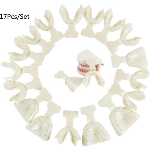 Cesoon 17 Pcs /Set Dental Edentulous Jaw Impression Trays Complete Denture Autoclavable