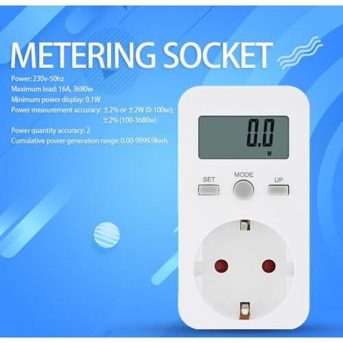 EU Plug Digital Wattmeter Energy Meter LCD Display Power Monitor Meter Electricity Test Measuring Socket Household
