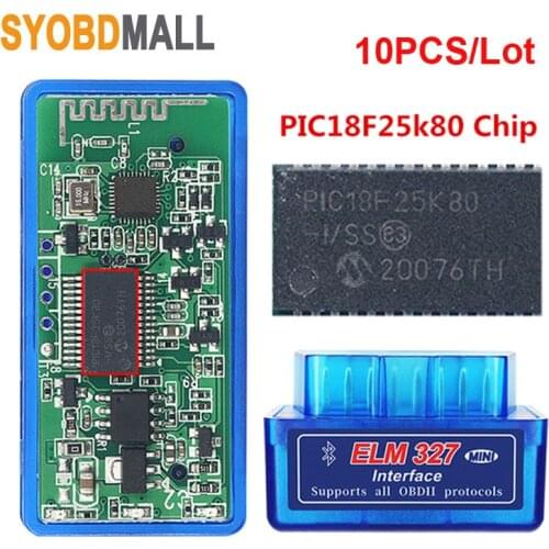 10pcs Super Mini ELM327 V1.5 Bluetooth PIC18F25K80 ELM 327 V 1 5 OBD2 Diagnostic Tool Support J1850 Protocols Car Accessories