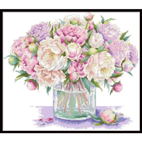 Drifting Floral Fragrance Flower Cross Stitch Patterns Pre-Printed Fabric Package Canvas Embroidery Kits 11CT 14CT DIY Paintings