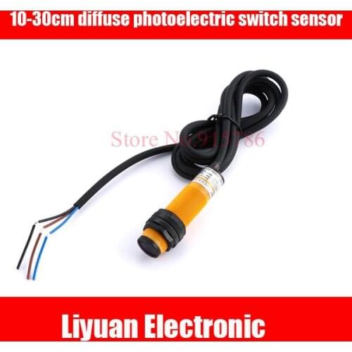1pcs 10-30cm diffuse photoelectric switch sensor / three-wire PNP NO infrared sensor DC10-30V