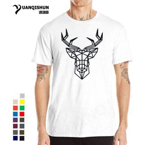 Geometry Polygon Deer Head T-Shirts Abstract Art Christmas Elk Animal Printing Tshirt 2018 Summer New Brand Men Cotton Tops Tees