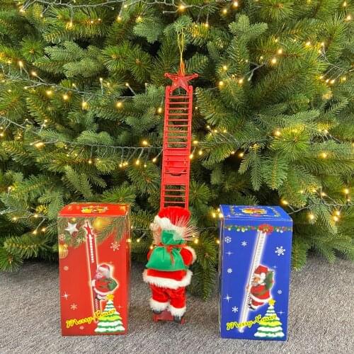 Hot Red ladder Christmas decoration electric Santa Claus climbing beads climbing double ladder doll one ladder Merry Christmas
