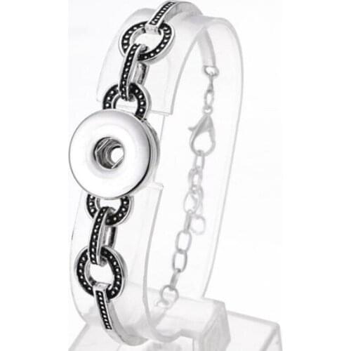 Hot Sale Snap Button Jewelry Rhinestone Adjustable Snap Bracelet 18mm Metal Snap Button Charm Bracelets For Women