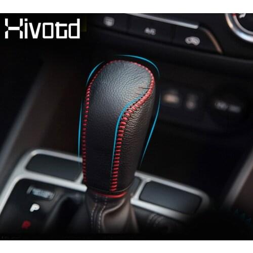 Hivotd For hyundai creta ix25 2017- 2019 Gear head handbrake cover interior leather Hand-stitched shift knob AT/MT Accessories