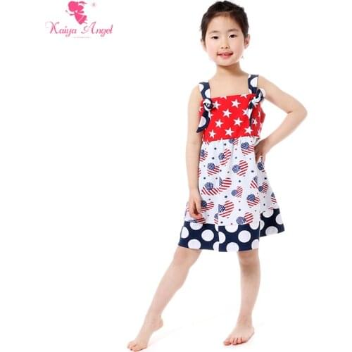 Kaiya Angel 4th Of July Baby Dress Summer Girls Dress Hot Sale Start Girls Summer Dresses United States Patriotic Clothes