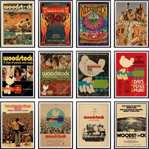 1969 Woodstock rock music festival/retro craft paper decorative painting posters vintage paper craft Home Decor wall sticker
