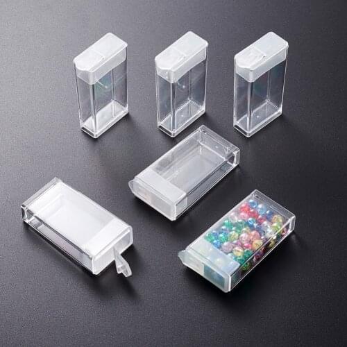192pcs Transparent Clear Plastic Bead Storage Containers Rectangle Clear 50x27x12mm Hole: 9x10mm