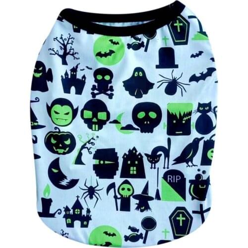 Summer Pet Clothes Halloween Skull Printed Dog Vest Shirt For Small Dogs Halloween Camouflage Dog Clothing