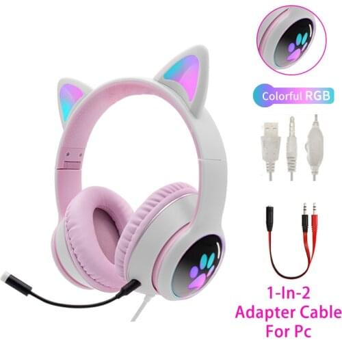 Cute Gamer Headset Cool RGB Breathing light With Noise Cancelling Microphone Professional Sound Wired Headphones For PC XBOX PS4