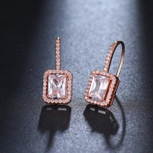 ORZTOON Trendy Kpop Elegant Vinta Square Zircon Earrings For Women Engagement Wedding Bride Minimalist Jewelry Earrings 2021 New