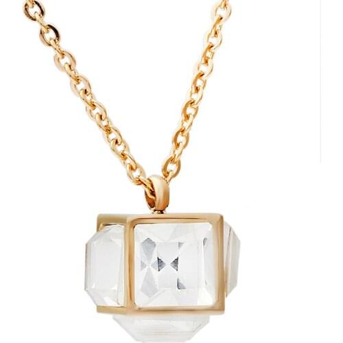 Fashion 316L Stainless Steel Jewelry women Pendants crystal necklace chain accessories Jewelry