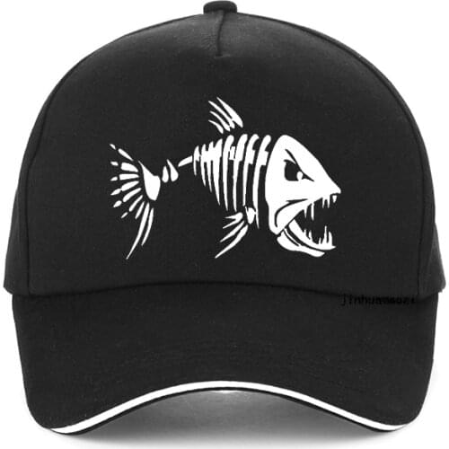 Men Outdoor Fishing Cap Fishing Hat Baseball Golf Hunting Cap with Cartoon Fish Bones snapback hat