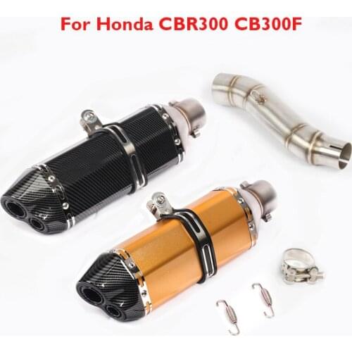 Motorcycle Slip on Exhaust System Tip Muffler Escape Middle Mid Link Tube Connect Pipe for Honda CBR300R CB300F CB300R