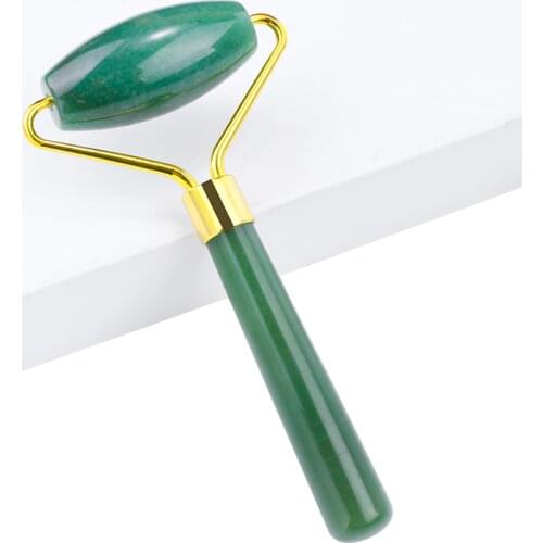 Natural Green Aventurine Single Head Jade Roller Slimming Face Lifting Chin Skin Body Hands Massager Anti-Aging Health Care Tool