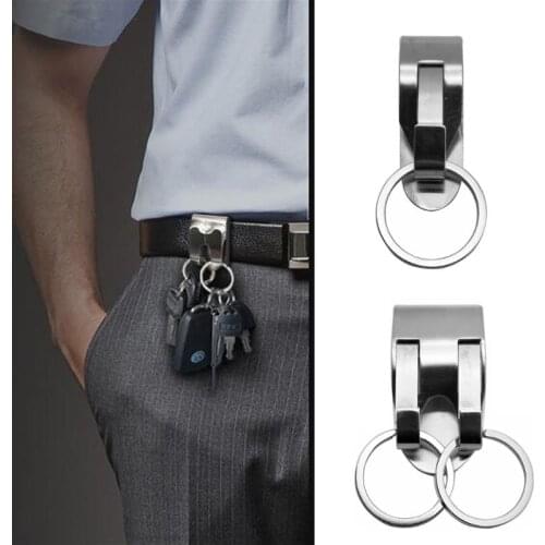Stainless Steel Keyring Security Clip On Heavy Duty Belt Key Clip Belt Keychain 2 Detachable Keyrings Belt Key Holder
