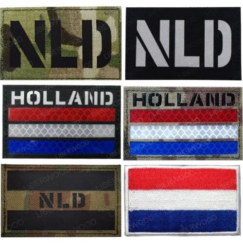 Netherlands National Flag Infrared Reflective Patch Badge Emblem Tactical Sticker Hook Loop DIY Patches for Clothing Accessories
