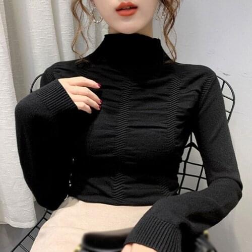 New Arrivals Women Autumn Tops Tee Fashion Korean Style Turtleneck Long-Sleeved Bottoming T-Shirt