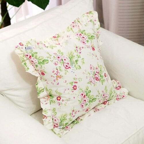 Pastoral garden flower with classic plaid cushion cover ruffle pillow case bedding pillowcase princess cushion decorative covers