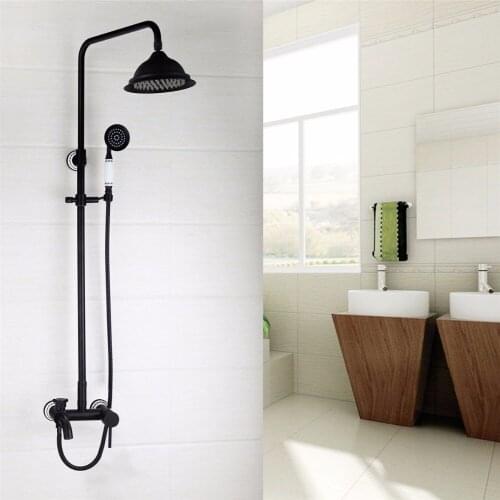 Superb Workmanship Oil Rubber Bronze Shower Faucet Wall Mounted Ceramic Hot Cold Water Mixer Distinguished Bathroom Faucet