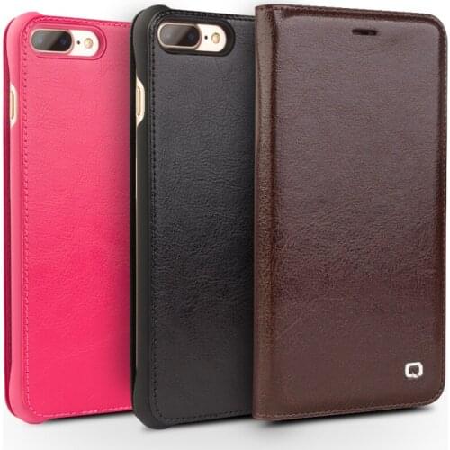 QIALINO Genuine Leather Fashion Phone Cover for iPhone 7 Handmade Luxury Ultra Slim Flip Case for iPhone 7 plus for 4.7/5.5 inch
