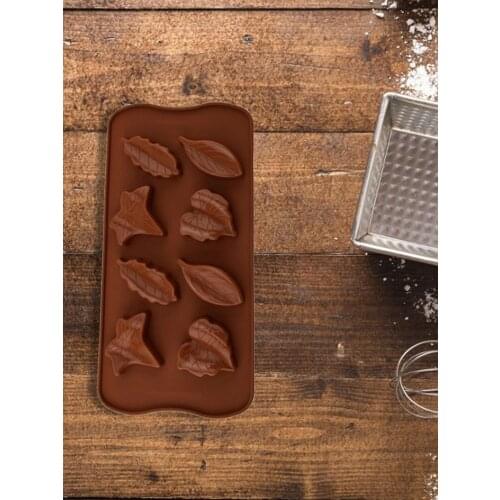 Silicone Chocolate Mold Food Grade Mold 8 Cavity Candy Leaf Molds Fondant Mould Chocolate Jelly Baking DIY Glue Drops Universal