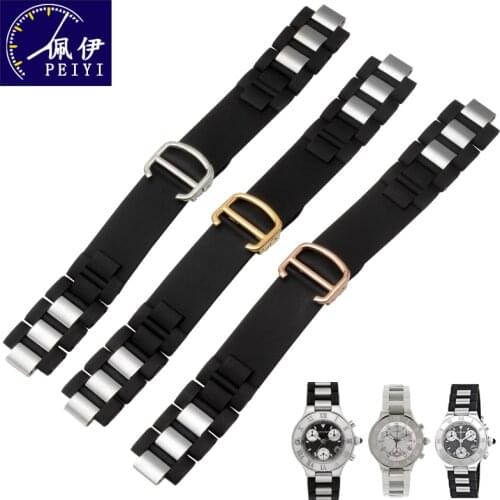 Silicone watchband 20*10 mm convex interface black white strap Replacement rubber belt for W10198U2 W10125U2 W10197U2 W10184U2