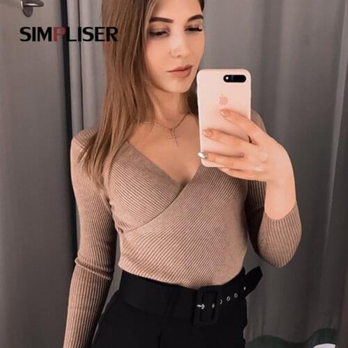 Женские пуловеры с V-образным вырезом Simpliser China At AliExpress