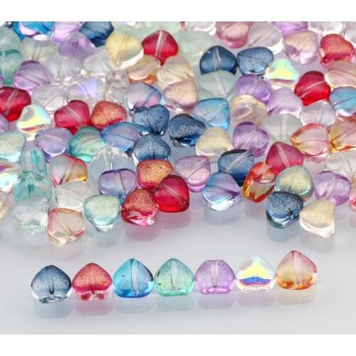 Heart Glass Beads Color Starry Sky Crystal Spacer Beads For DIY Jewelry Making Accessories Handmade Necklace Bracelet Supplier