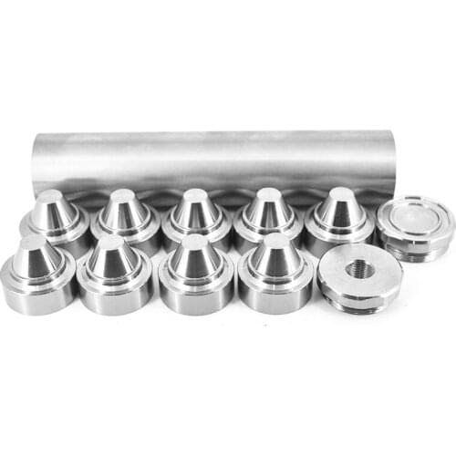 7.8''L TITANIUM Tube 1.5" OD 1.355" ID 1/2x28 + 5/8x24, 9x Titanium Skirted Cone Cups Solvent Trap Fuel Filter Built in Spacer