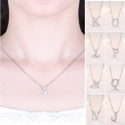 New A-Z 26 Letter Initial Name Necklaces Pendant For Women Fashion Long Chain Necklaces Zircon DIY Jewelry Anniversary Gift
