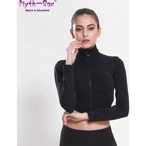 Spring Women Sport Jackets Elastic Gym Fitness Yoga Coats Zipper Crop Running Jacket Female Cropped Sportwear Slim Workout Tops