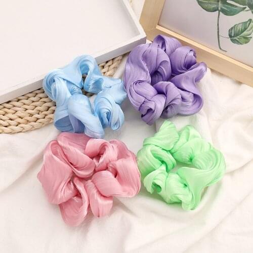 Vintage Horizontal Stripes Folds Scrunchie for Women High-grade Fabric Hair Ties Femal Girl Head Accessories