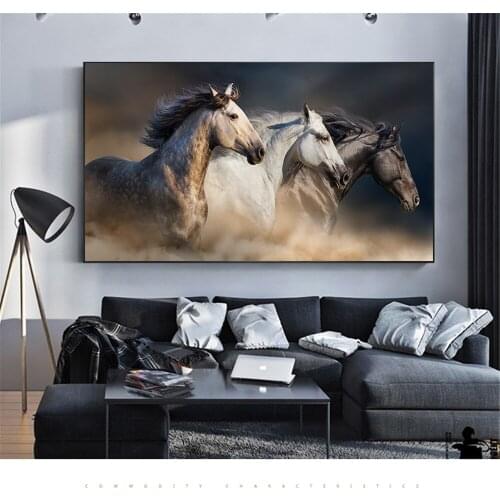 Animal Art Running Horses Canvas Painting Wall Art Pictures For Living Room Modern Abstract Canvas Art Prints Posters No Frame