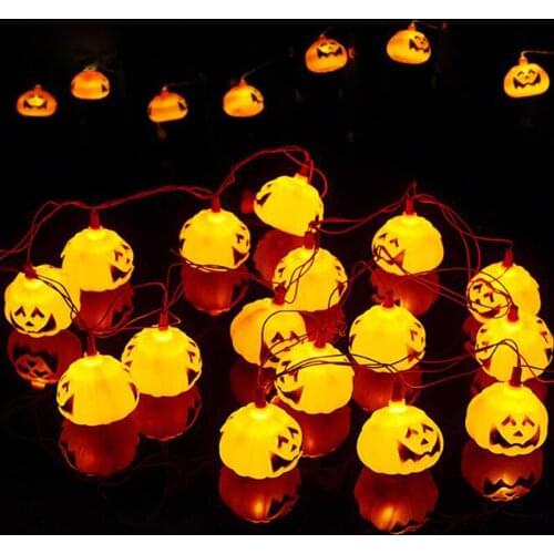 1pcs/lot Party Decorations Pumkin LED String Plug and Battery Light 16pcs Head 2.7m Festival Decorate Props For Halloween Bar