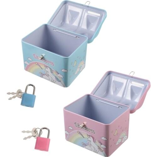 1Pc Cartoon House Saving Pot Unicorn Coin Bank Adorable Money Pot with Lock