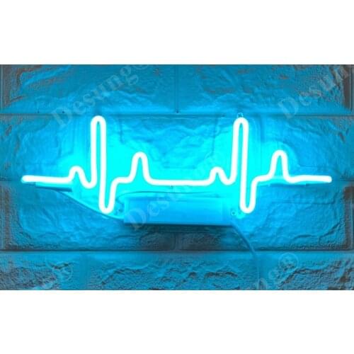 14“ ECG Electrocardiogram Aqua Acrylic Custom Neon Light Lamp Sign Beer Bar Glass Decorate Home Wall Room Windows Tube Artwork