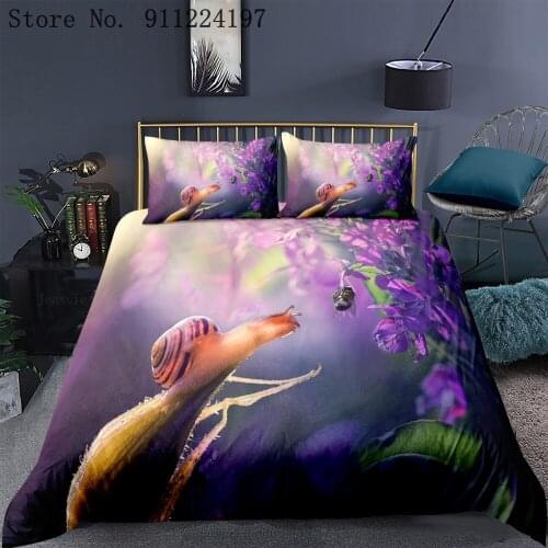 2/3PCS Comforter Bedding Set Twin/Full Queen/King Animal Snail Duvet Cover Set Kids Adult Quilt Cover Microfiber Bed Linen