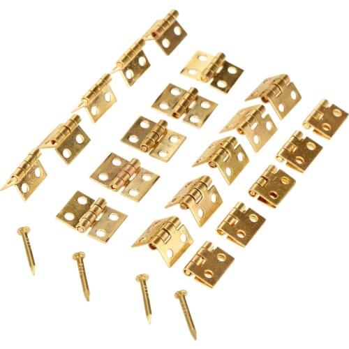 20pcs 10*8mm Brass Cabinet Door Luggage Mini Hinge Decorative Jewelry Wood Box Cabinet Door Hinges Furniture Hardware
